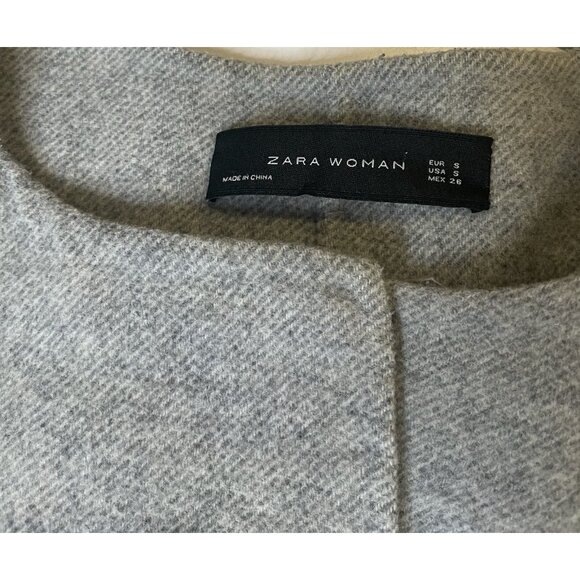 ZARA Double Breast Gray Hand Made Wool Blend Women Coat Size S - Picture 5 of 9